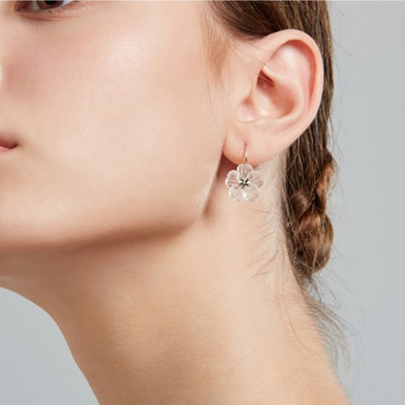 SOLD Sterling Silver Flower Natural Earrings Studs - Picture 8 of 13